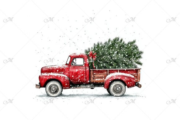 Download Watercolor Vintage Red Truck Jpeg - Vintage red truck Collection