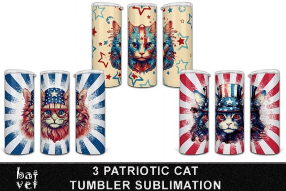 Download Vintage Patriotic Cat Tumbler PNG Bundle - Vintage patriotic Collection