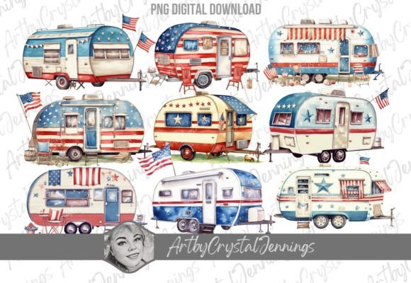 Download USA Vintage Patriotic American Camper - Premium Bundle