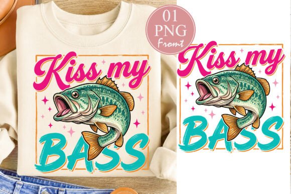 Download Kiss My Bass PNG, Funny Fishing PNG - Fishing png Collection