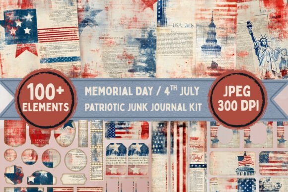 Download Vintage Patriotic Junk Journal Kit - Vintage patriotic Collection