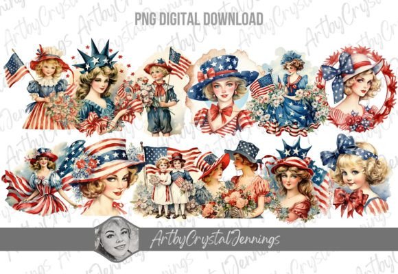 Download Vintage Patriotic American Watercolor - Vintage patriotic Collection