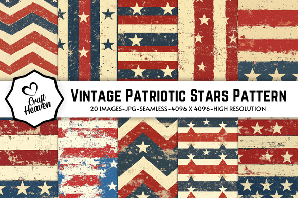 Download Vintage Patriotic Stars Pattern - Premium Resources