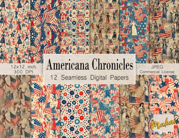 Download Vintage Patriotic Americana Seamless - Vintage patriotic Collection