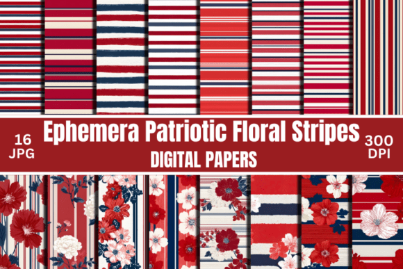 Download Vintage Patriotic Floral Digital Pattern - Premium Resources