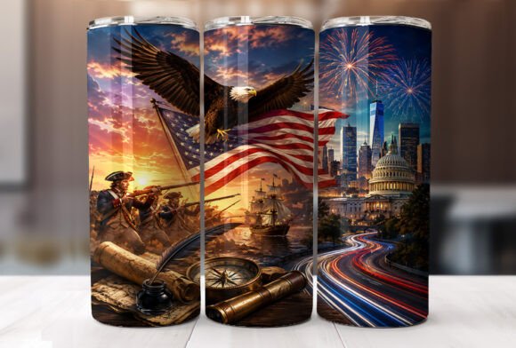 Download Vintage Patriotic American Tumbler Wrap - Premium Bundle