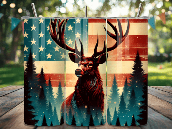 Download Vintage Patriotic Deer Tumbler Wrap - Vintage patriotic Collection