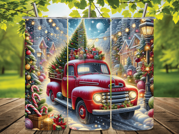 Download Vintage Red Truck Christmas Snow Tumbler - Vintage red truck Collection